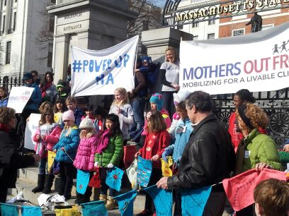 Mother Out Front rally at the statehouse against climate change
