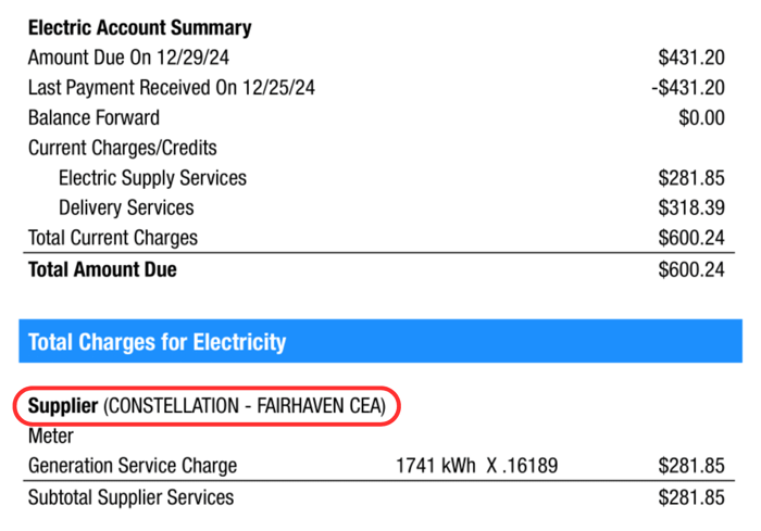Check your electricity suppliers on your bill