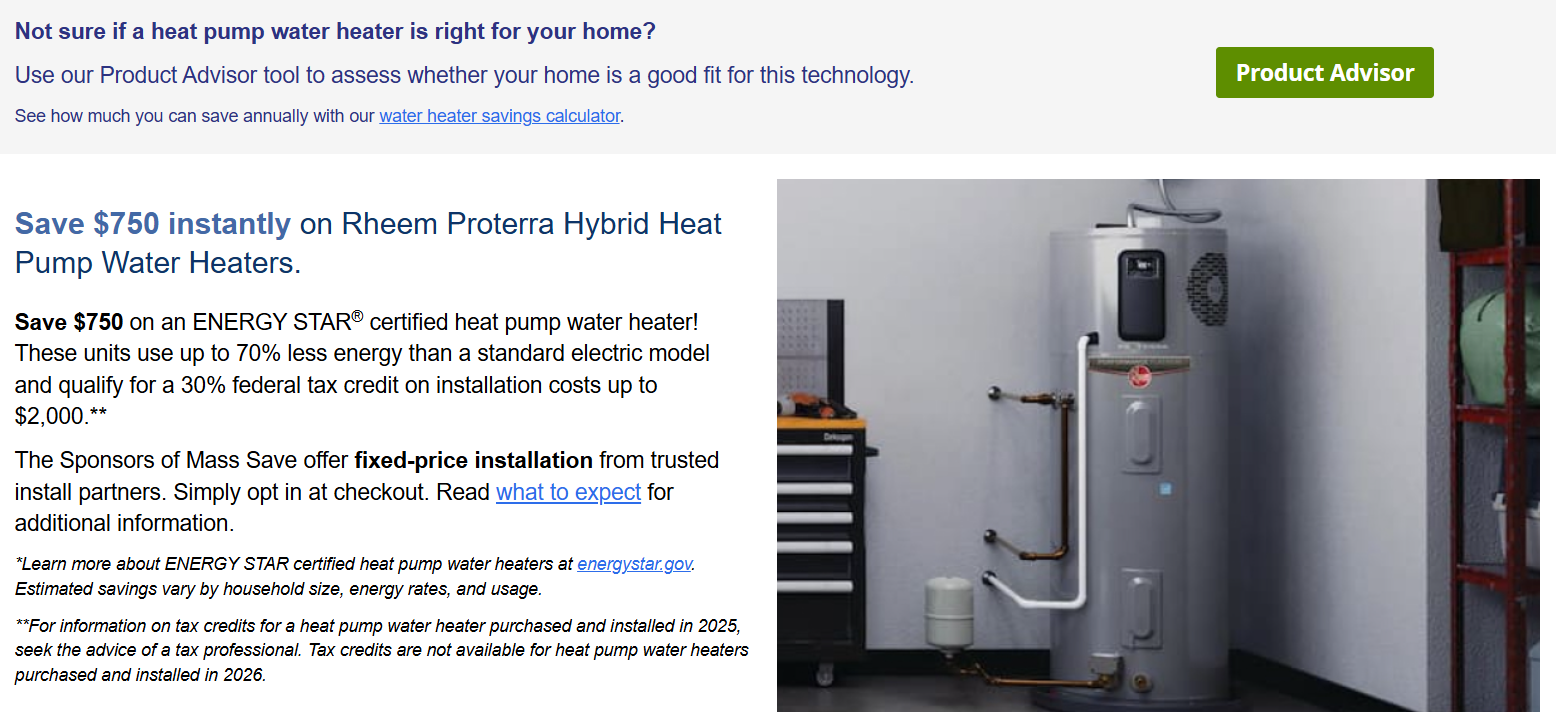 MassSave website screenshot for blog