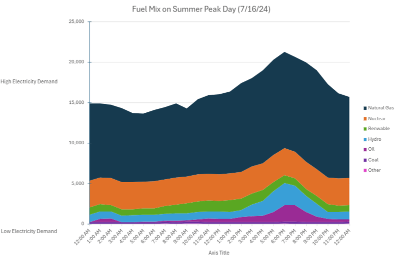 Summer Peak Day Fuel Mix