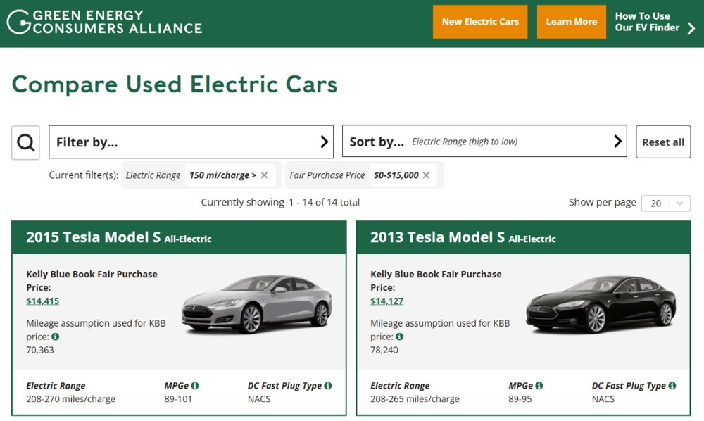 Used EV Finder Screenshot