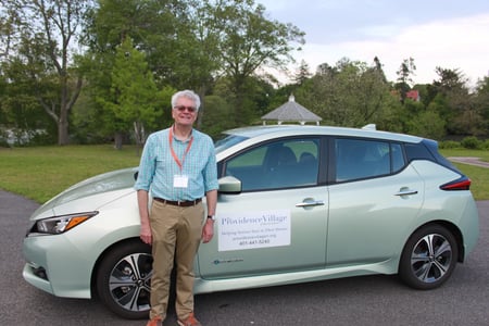 Peter Viner-Brown with his Nissan LEAF