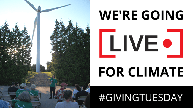 live for climate wind turbine talk, Giving Tuesday 2021