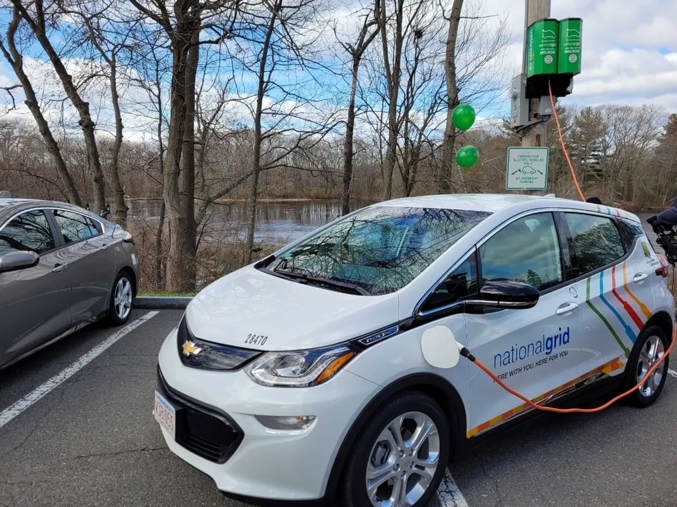 Pole-mounted EV charger in Melrose, Massachusetts
