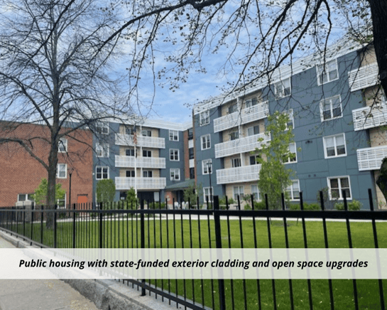 public housing with state-funded exterior cladding and open space upgrades